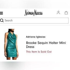 Adrianna Iglesias Brooke Sequin Halter Mini Dress Green NWT Size 8/10